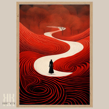 Contemporary Red Field with Path Art Print