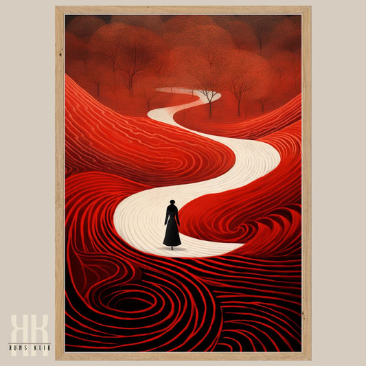 Contemporary Red Field with Path Art Print