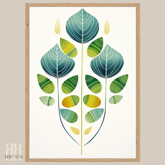 Green Leaf Flat Botanical Minimalist Print