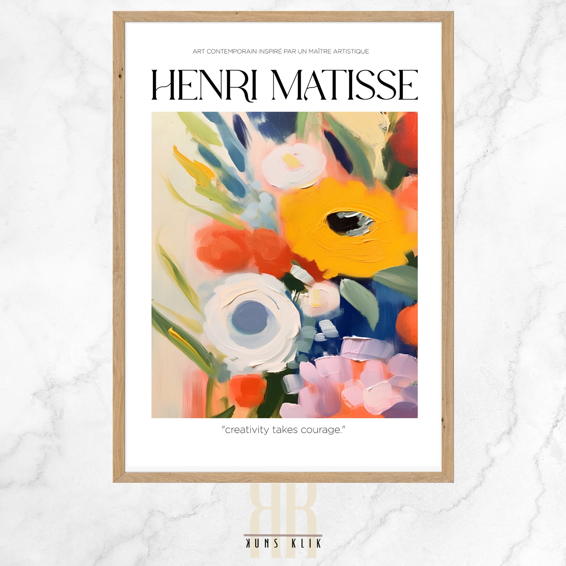 henri matisse art print with heading henri matisse and a quote at the bottom