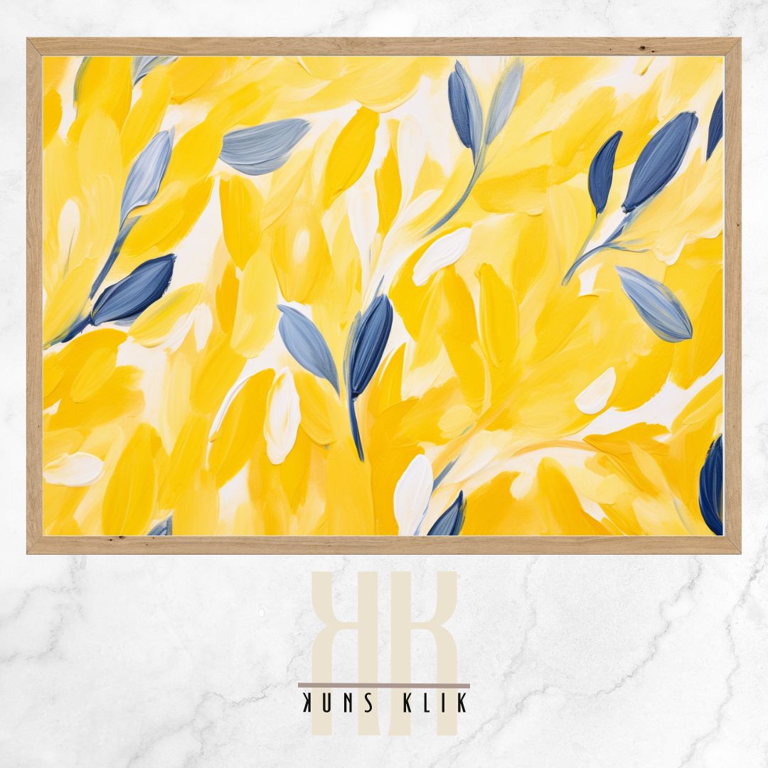 Blue and Yellow Abstract Wall Art Print