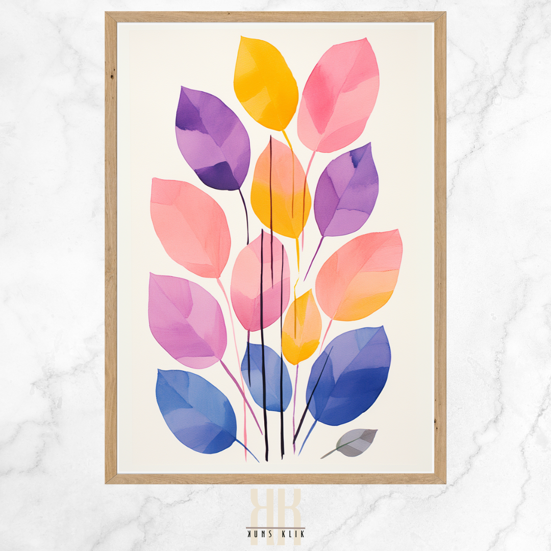 Modern Watercolour Leaves Print Minimalist Botanical Decor