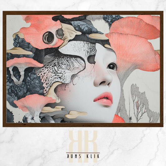 Japanese-Inspired Floral Portrait - Sophisticated Home Art