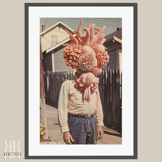 Coral and Tentacle Fantasy Portrait Art Print in Vintage Style