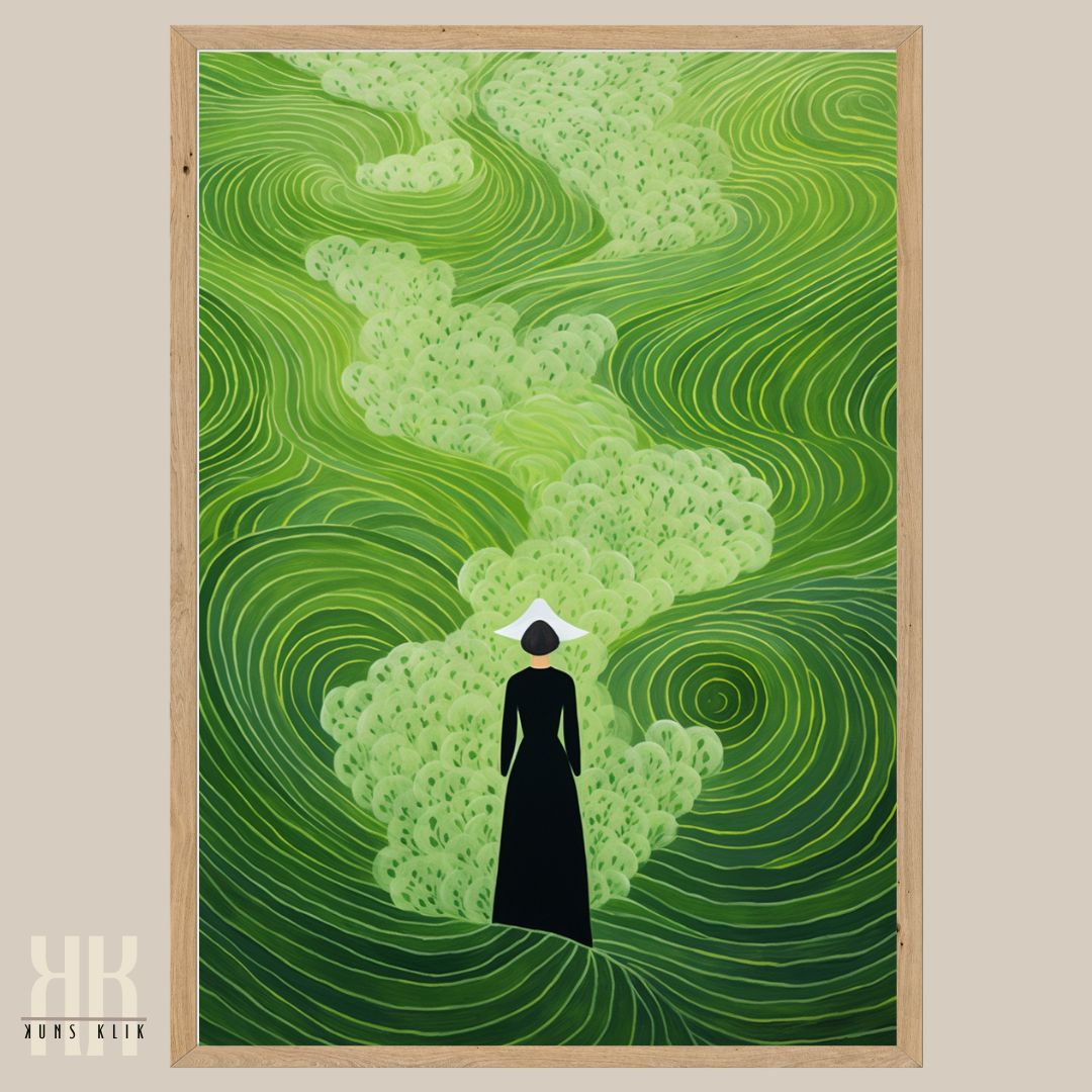 Modern Nature Scene Art Print Abstract Green Landscape