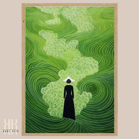 Modern Nature Scene Art Print Abstract Green Landscape