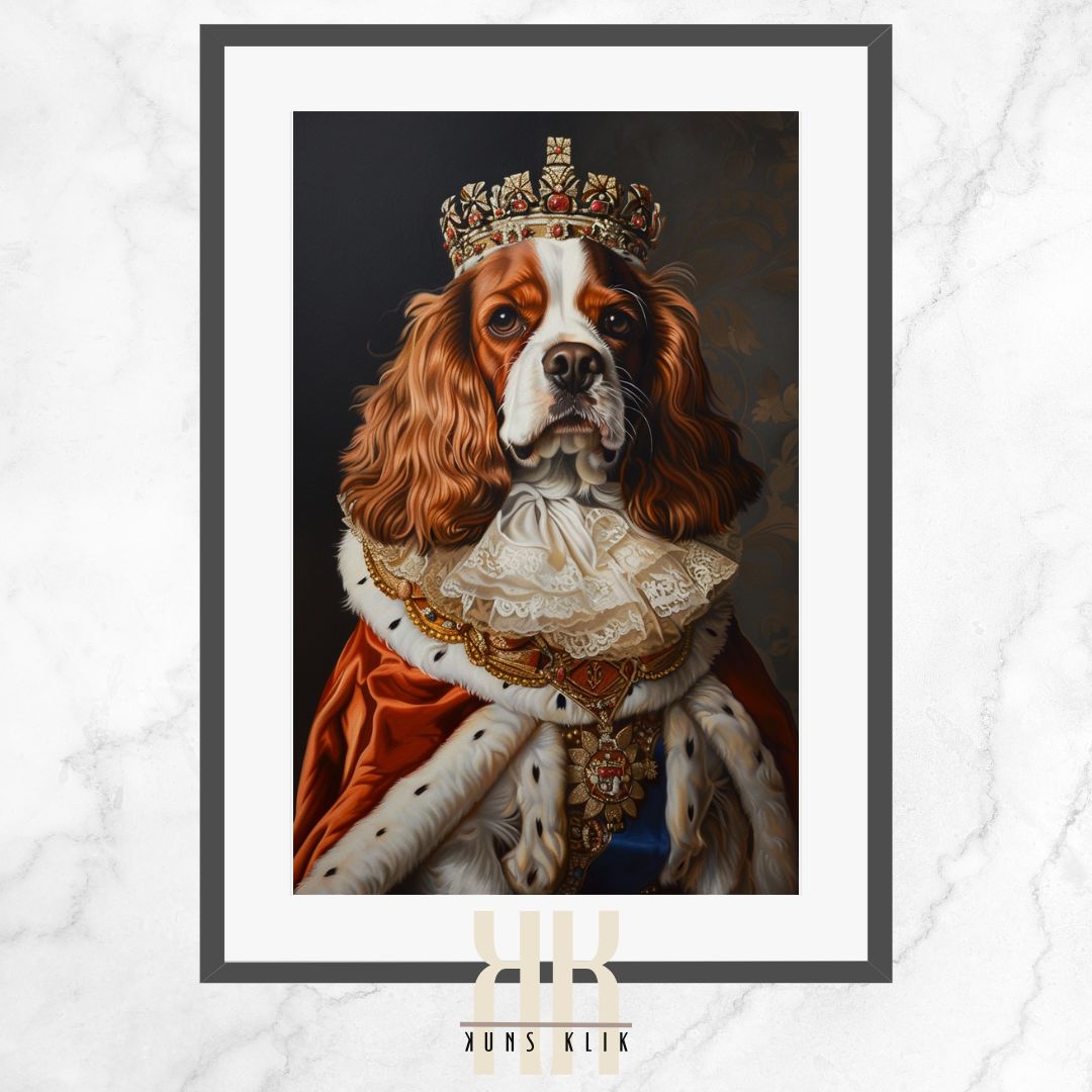 Cavalier King Charles Spaniel Dog Royal Portrait Dressed as Royalty