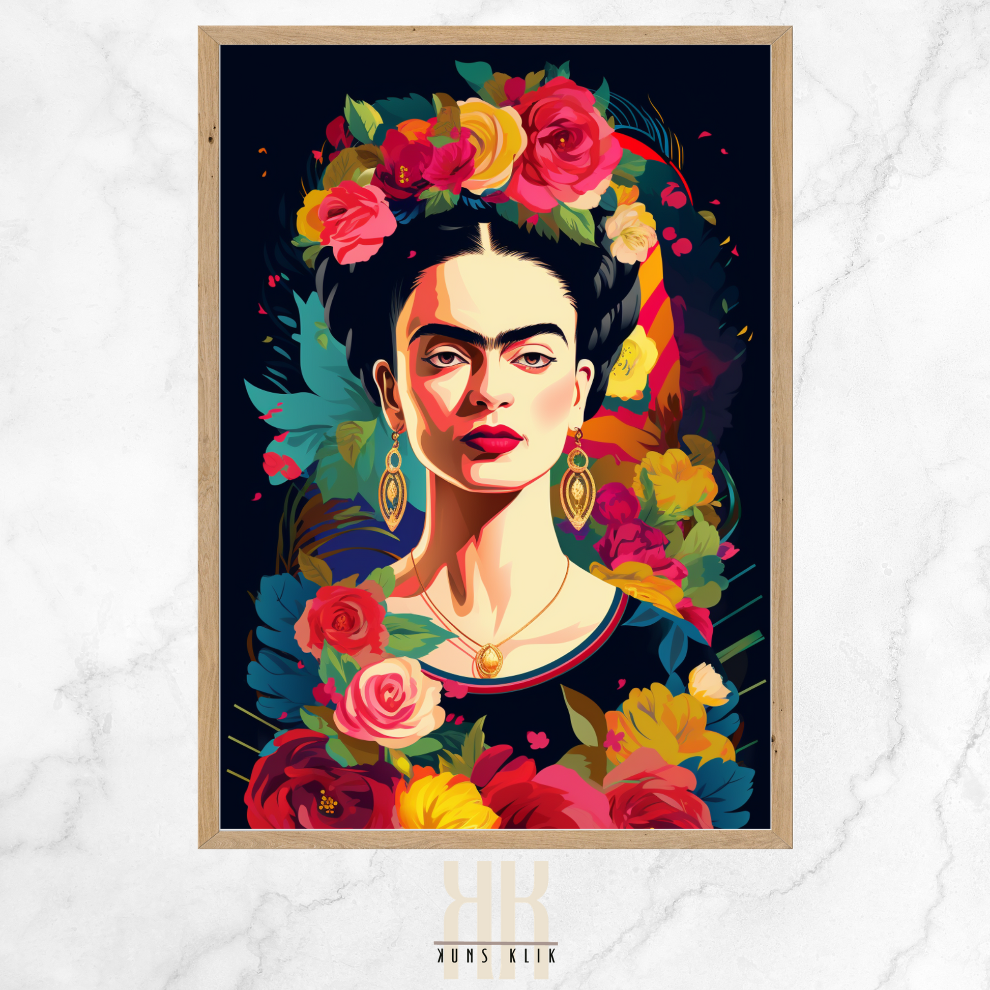 bold colourful frida portrait