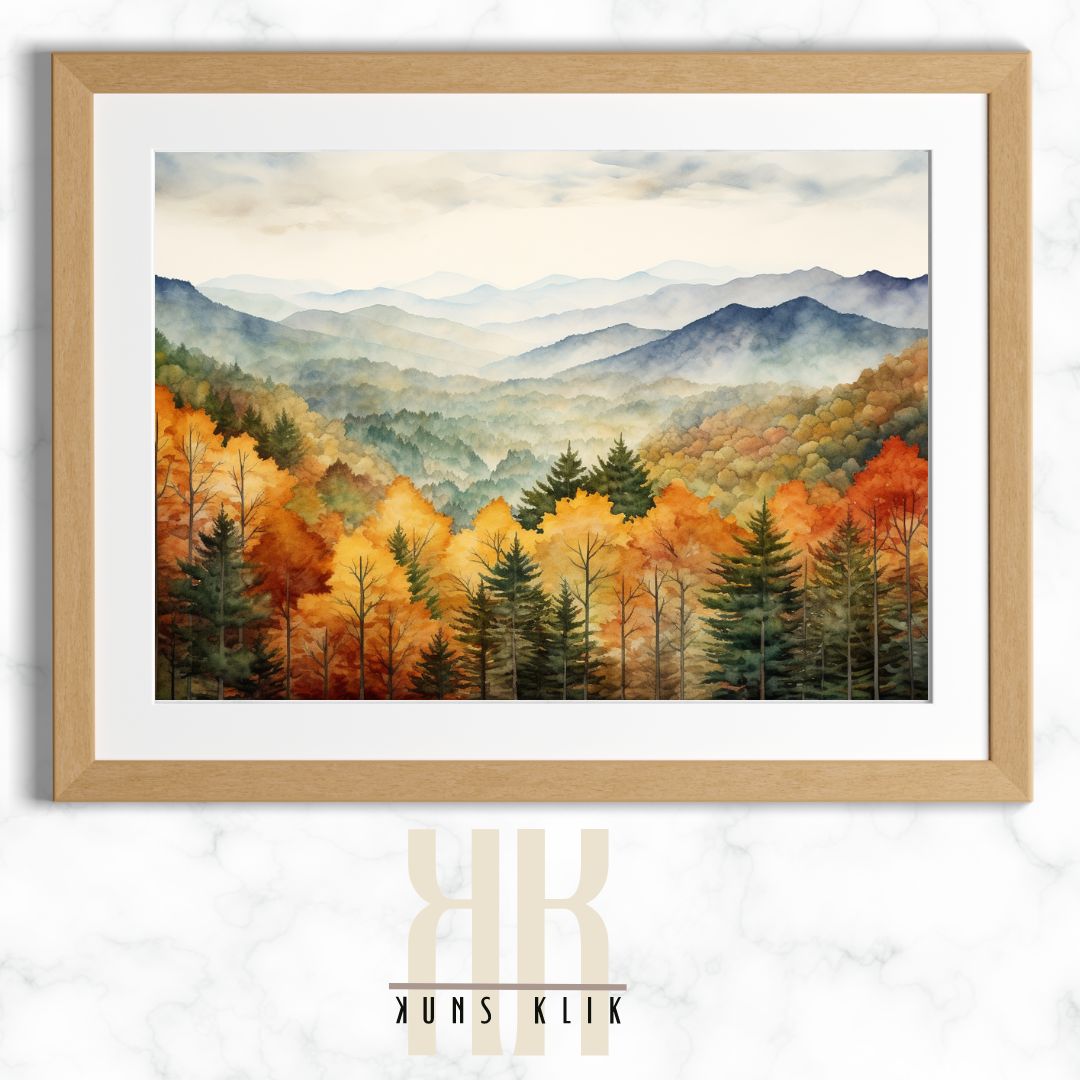 Fall Mountain Range Landscape Art