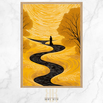 Black and Yellow Landscape Wall Art Print