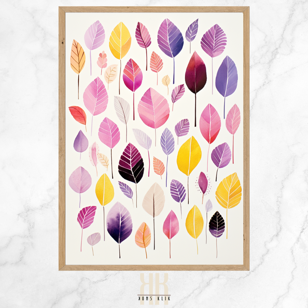 Pastel Botanical Leaf Art Print Abstract Watercolour Decor