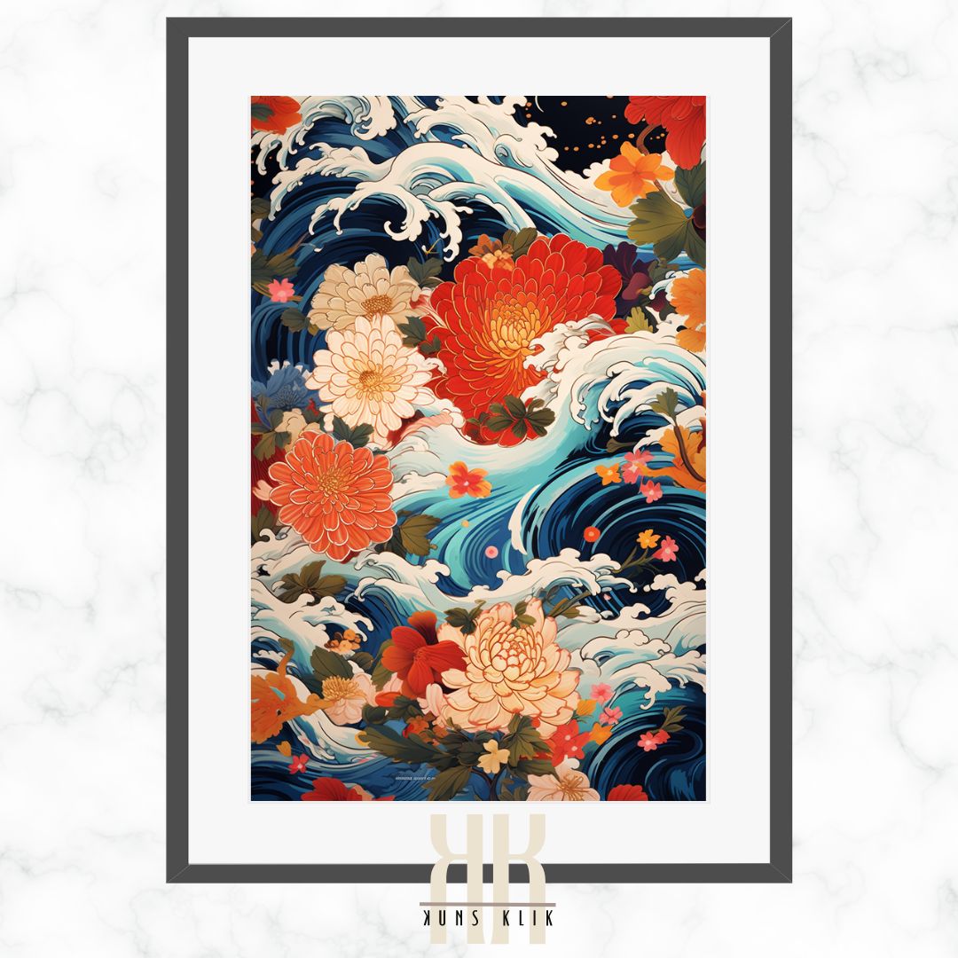 Intricate Japanese Wave Pattern Art