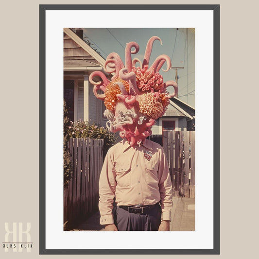 Unusual Vintage-Inspired Art Print of Tentacled Creature Portrait