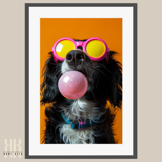 Cute Dog Blowing Bubble Gum Bubble Wall Art