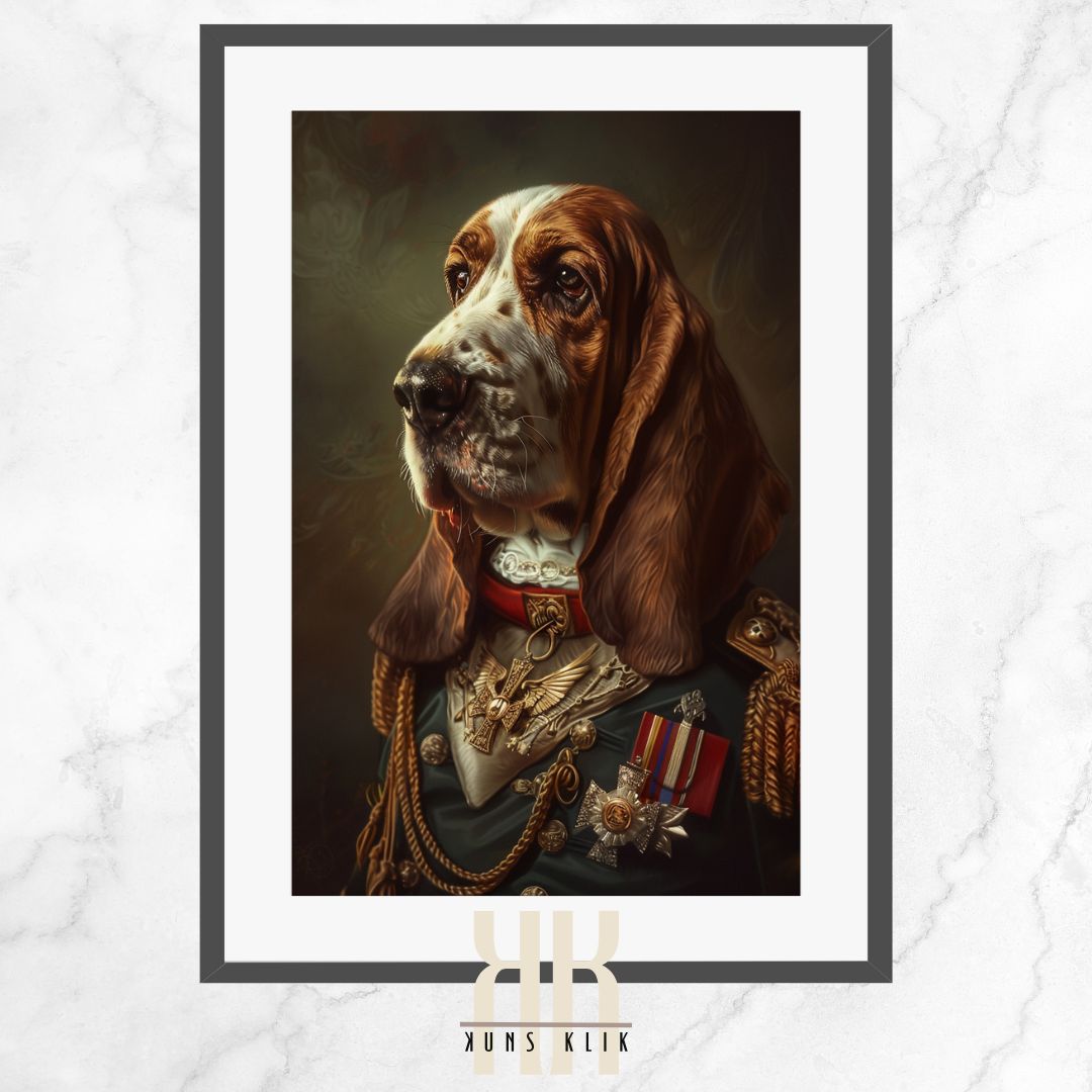 Basset Hound Dog Royal Portrait Dressed as Royalty