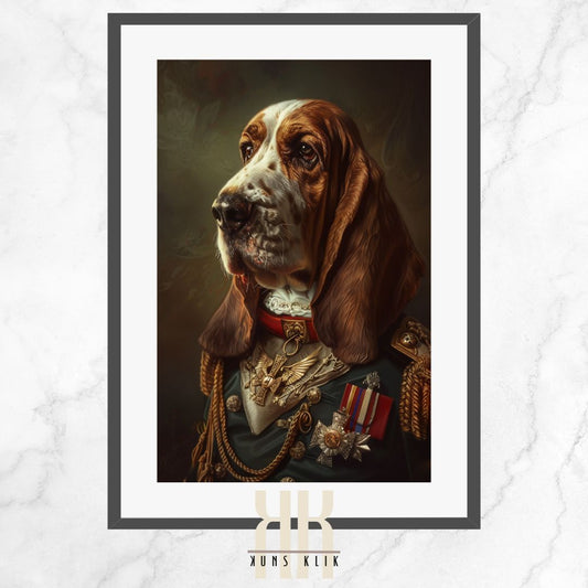 Basset Hound Dog Royal Portrait Dressed as Royalty