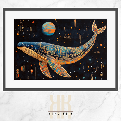 Fantasy Cosmic Whale Art Print - Vibrant Dreamlike Decor