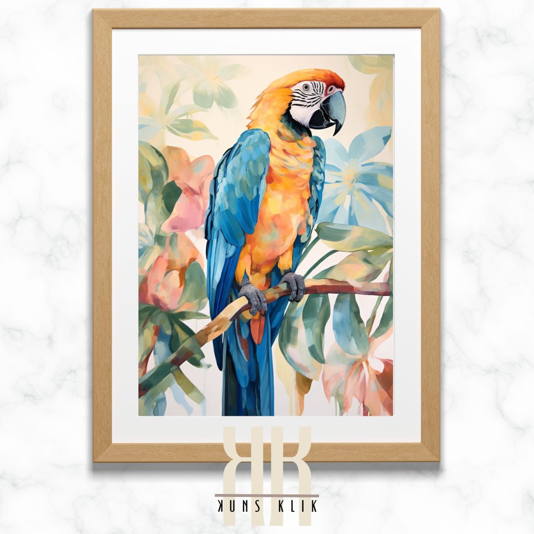 Blue and Yellow Parrot Art Print