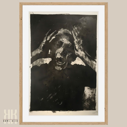 Dark Art Deranged Man Charcoal Sketch