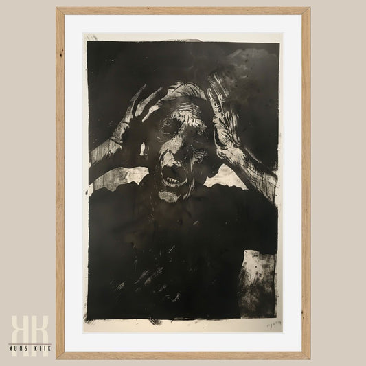 Dark Art Deranged Man Charcoal Sketch