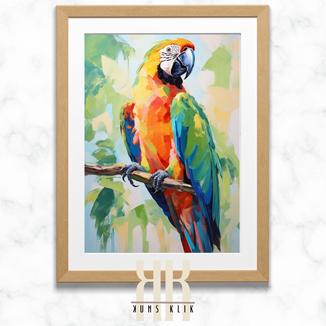 Watercolour Tropical Parrot Wall Art Print