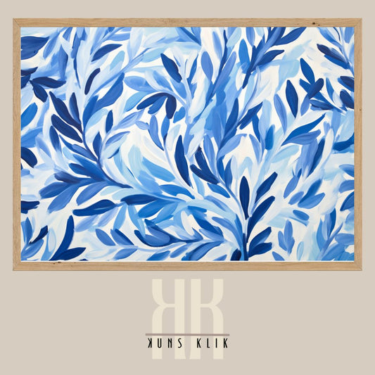 Leaf Pattern Blue Art Print