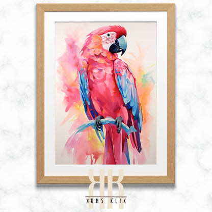 Vibrant Parrot Wall Art Print in Bold Colours