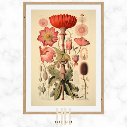 Vintage-Style Flora and Fungi Poster Print