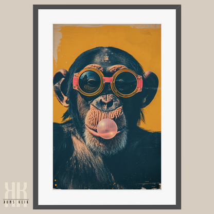 Chimpanzee Blowing Bubblegum Bubble