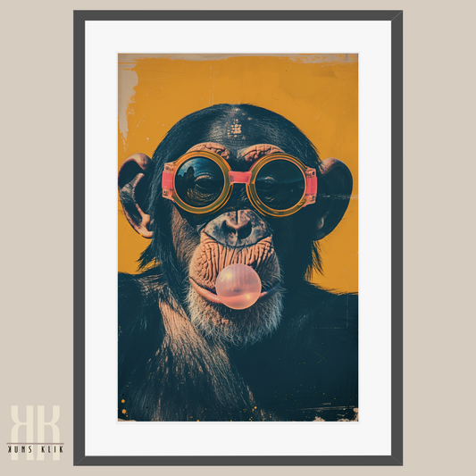 Chimpanzee Blowing Bubblegum Bubble