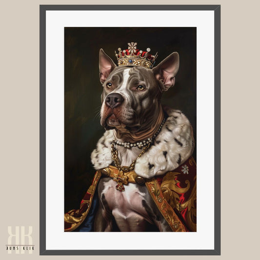 Pitbull Dog Royal Portrait Dressed as Royalty