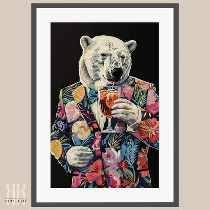 Polar Bear in Bold Floral Blazer