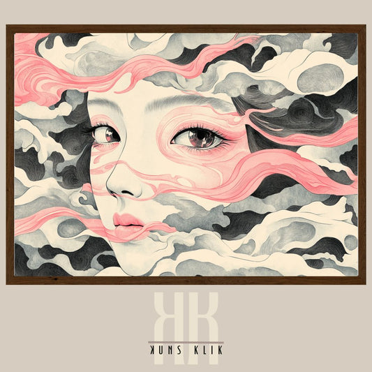 Japanese-Inspired Ethereal Portrait - Fine Art Wall Poster