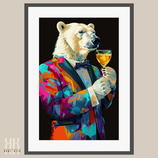 Dapper Polar Bear in Colourful Tuxedo