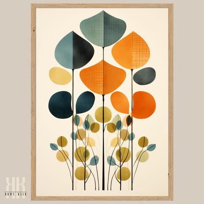 Abstract Leaf and Flower Watercolour Art Print