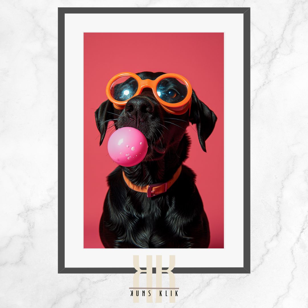 Animal Portrait Dog Blowing Bubble Gum