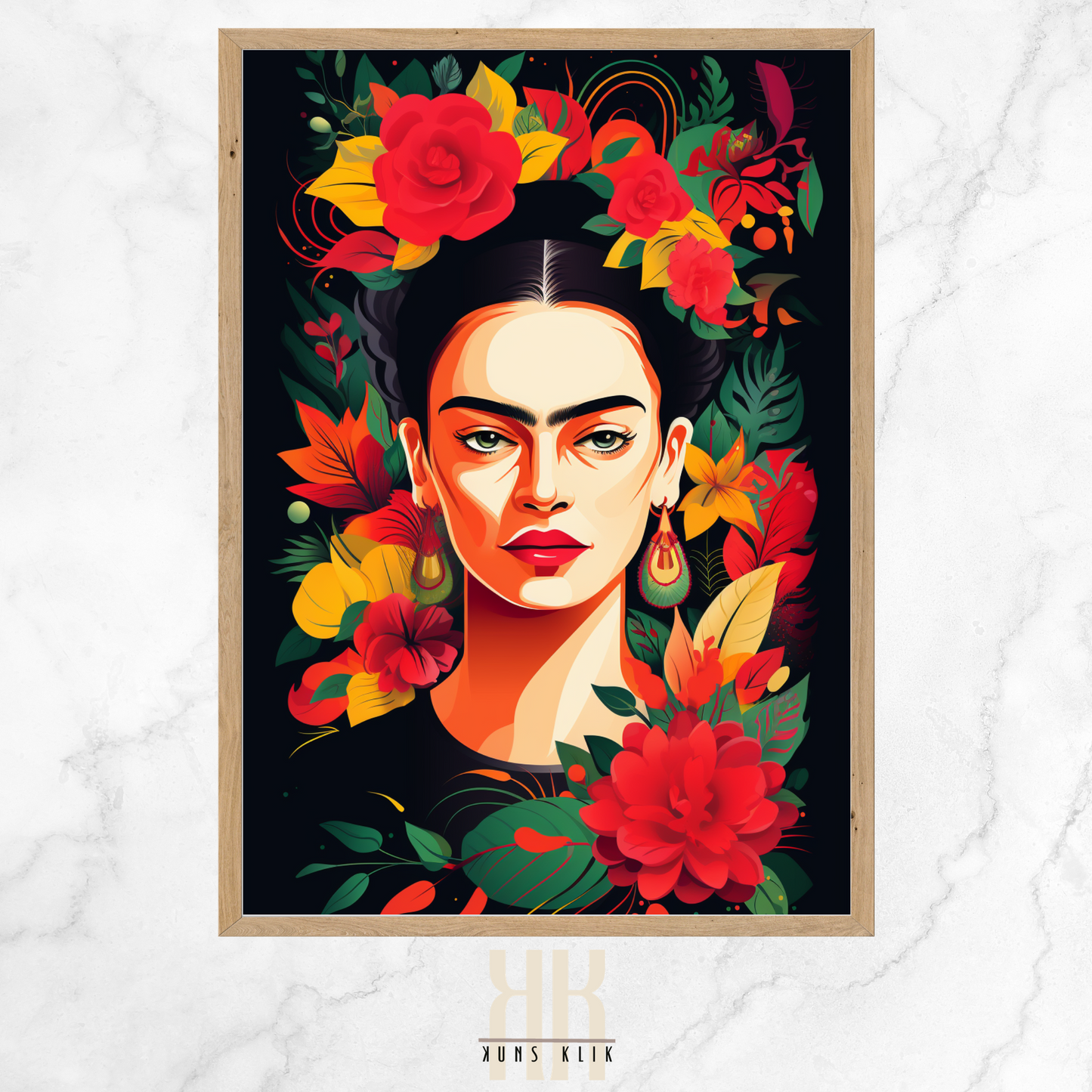 bold colourful frida portrait