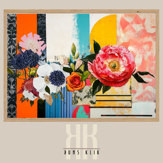Expressive Collage Wall Art – Vintage Glam with Vibrant Florals