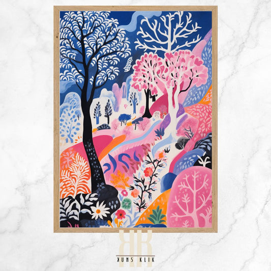 Matisse-Inspired Mountain and Forest Art Print