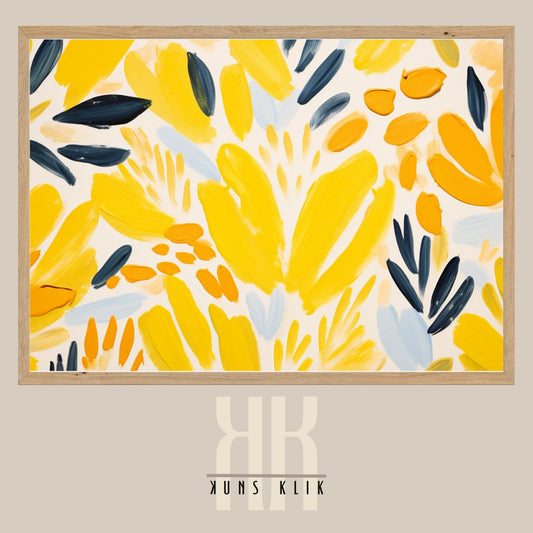 Leaf Pattern Yellow Art Print