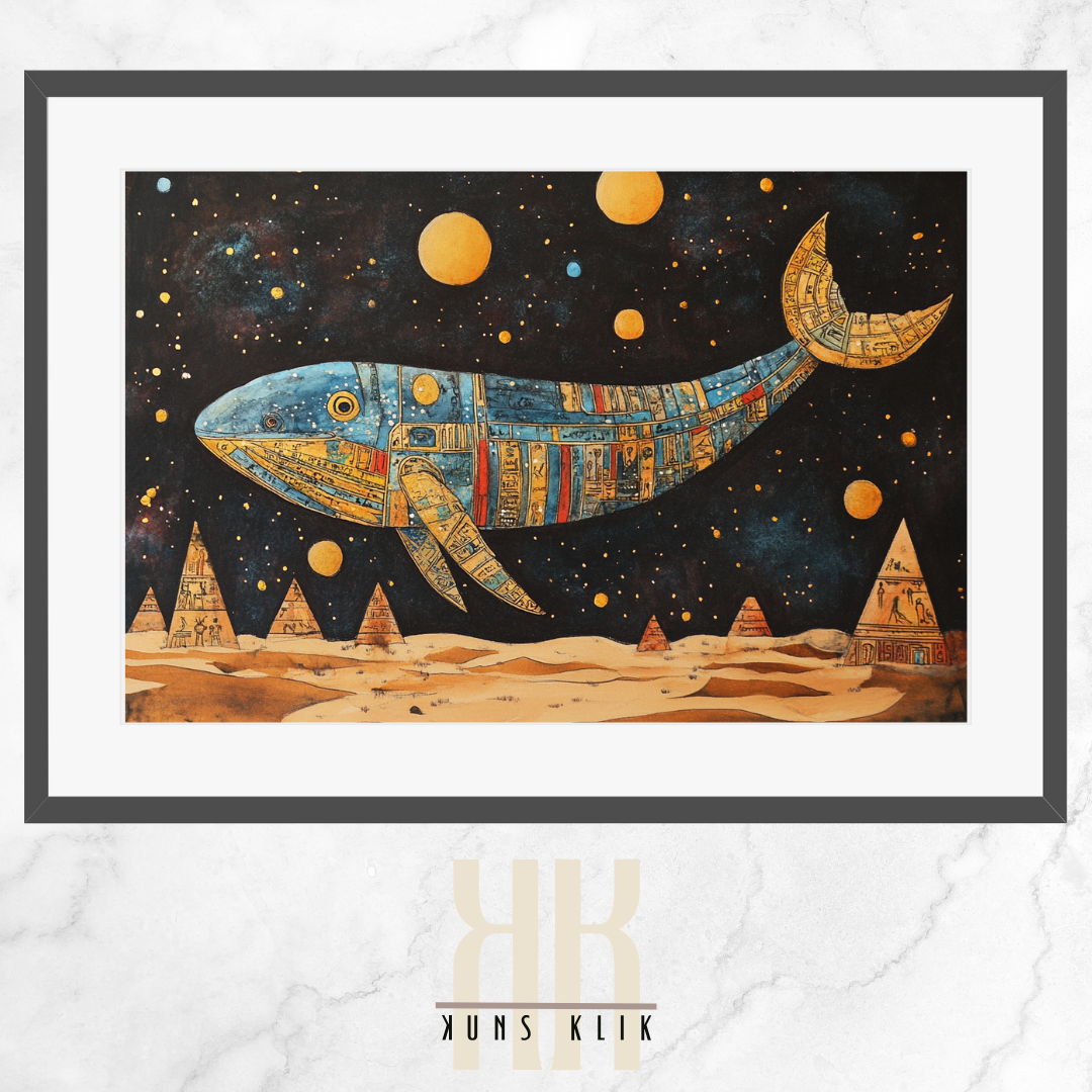 Mystical Whale Floating in the Galaxy - Surreal Space Print