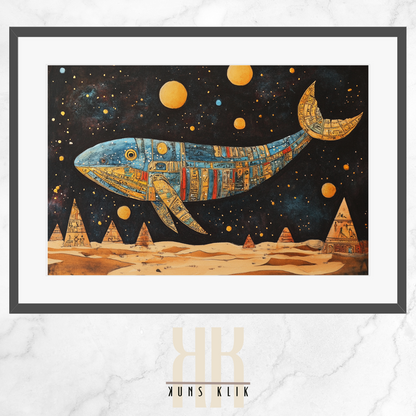 Mystical Whale Floating in the Galaxy - Surreal Space Print