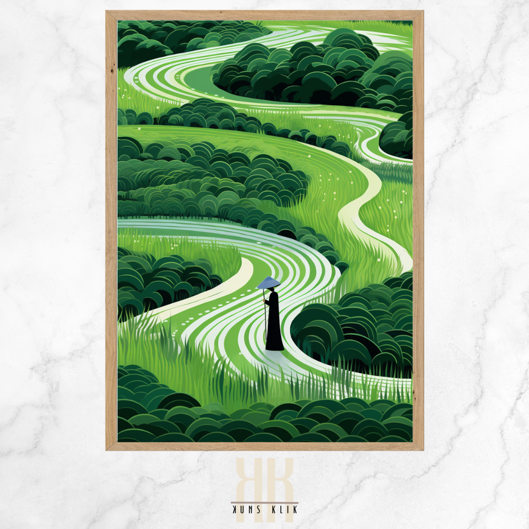 Soft Green Curves Landscape Art Minimalist Print