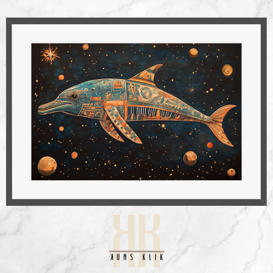 Surreal Dolphin in a Cosmic Realm - Unique Universe Wall Decor