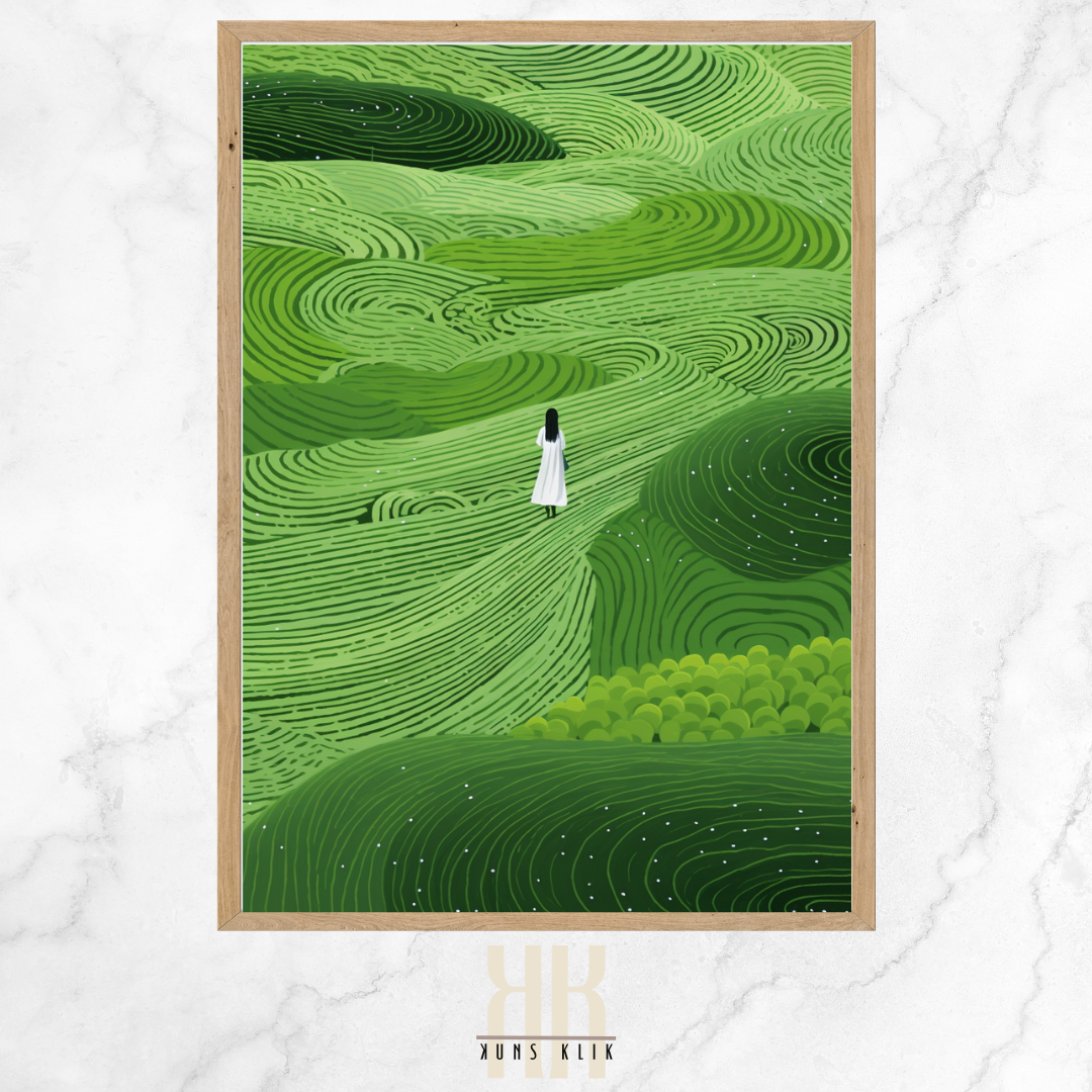 Nature-Inspired Green Abstract Wall Art Print