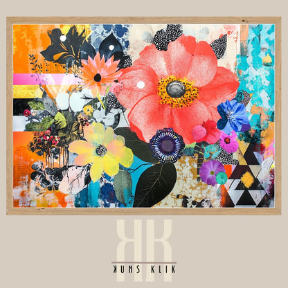 Abstract Boho Collage Print – Fashion Illustration with Bold Florals