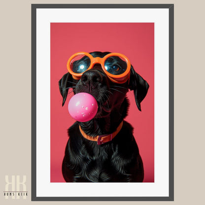 Animal Portrait Dog Blowing Bubble Gum
