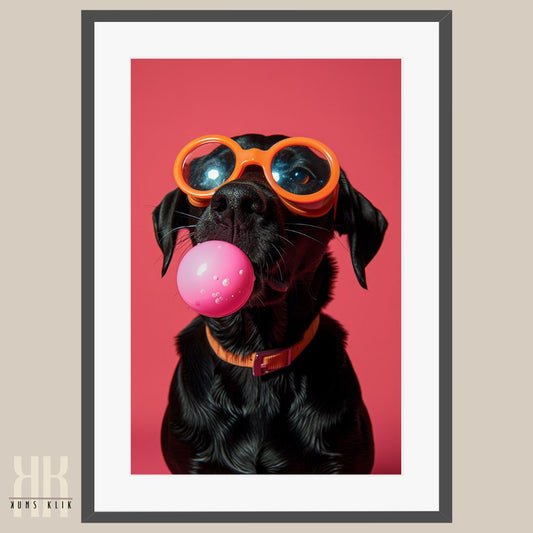 Animal Portrait Dog Blowing Bubble Gum