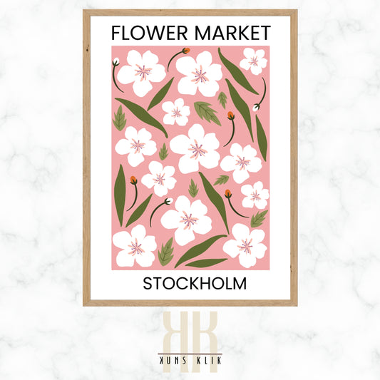 floral pattern flat graphic flower market poster