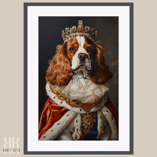 Cavalier King Charles Spaniel Dog Royal Portrait Dressed as Royalty